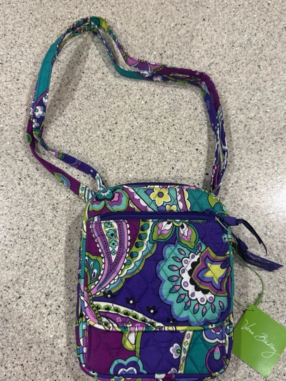 Vera Bradley Quilted Paisley Cosmetic Pouch in Purple, Teal & Green
